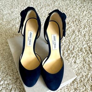 Size 40 EUC Jimmy Choos in suede - navy-100 mm pumps with box and dust bag